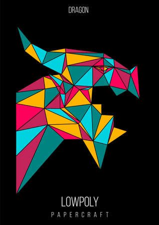 abstract low poly template. Poster with poligonal animal. Layout with modern art elements.のイラスト素材