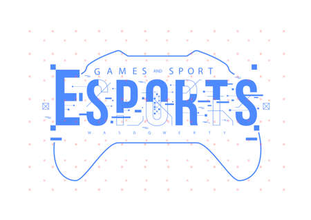Esports. Conceptual Layout with HUD elements for print and web. Lettering with futuristic user interface elements.のイラスト素材