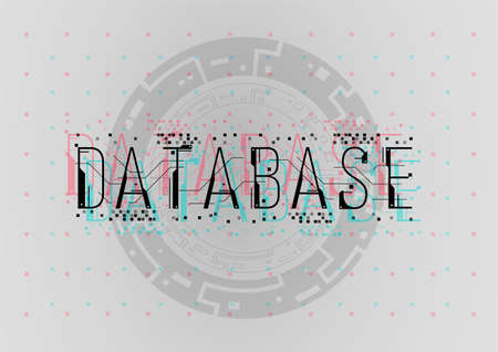 Database Conceptual Layout with HUD elements for print and web. Lettering with futuristic user interface elements.のイラスト素材