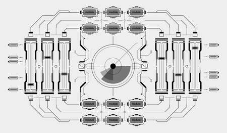 Sci-Fi Helmet, view from the cockpit spaceship. Head-up display elements. Template UI for app and virtual reality. Technology background. Futuristic hud user interface.のイラスト素材