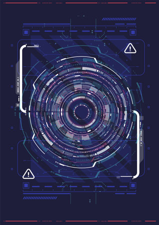 Sci-Fi Futuristic Vector HUD Interface Screen. HUD user interface. Techno target screen elements. Abstract Technology background.のイラスト素材