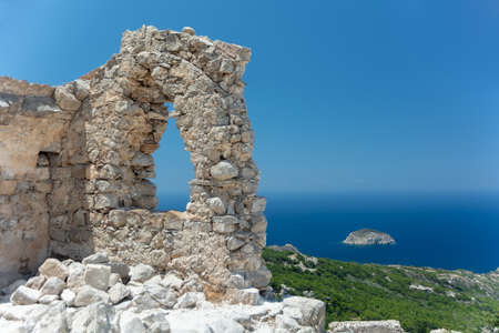 Seaview from ruins of Monolithos castle. Rhodes island. Greece