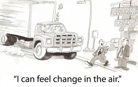 Steps in front of truck on first dayの写真素材