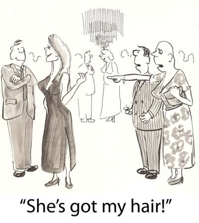 woman at party must share hairの写真素材