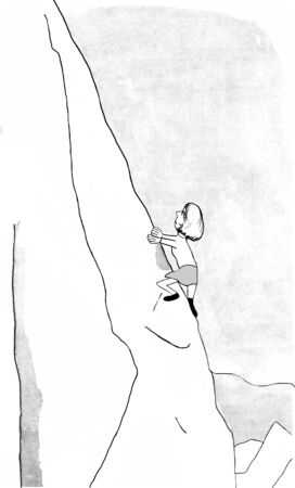 A woman executive climbs up a mountainの写真素材