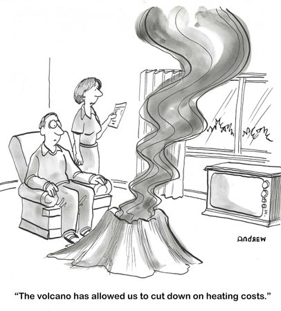 A couple have a volcano in their house.の写真素材