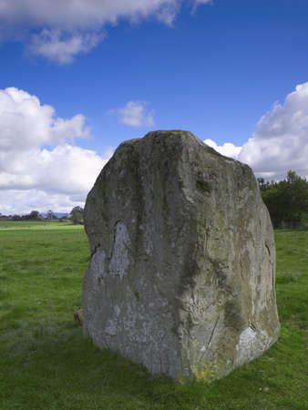 One of the 'daughters' at the 'Long Meg and her Daughters' stone circle near Lazonby, Cumbria, England. Long Meg and her daughters were a coven of witches turned into stones by a saint (or a powerful wizard) during their sabbath. As with many other megaliの写真素材