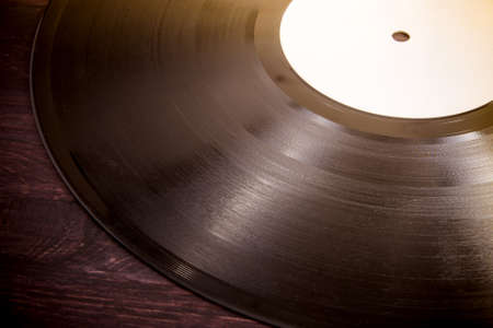 music record on brown backgroundの写真素材