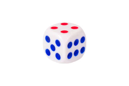one white cube with numbers on white background, isolated