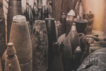 Old rusty shells from world war II.の写真素材