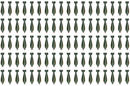 Military background. Background of grenades. Mortar shells on a white background