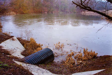 The drainage pipe goes into the lake. Sewer to the river