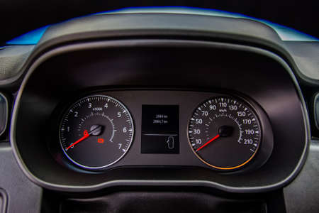 Car speedometer close-up. car instrument panel