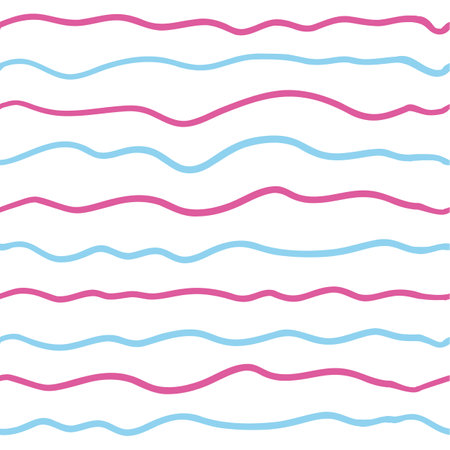 Wave line seamless pattern. Vector illustration isolated on white background. pink and blue.のイラスト素材