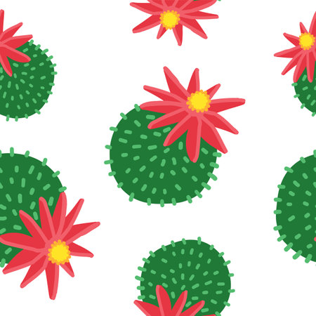 Cacti pattern. Vector illustration in cartoon flat style isolated on white background.のイラスト素材