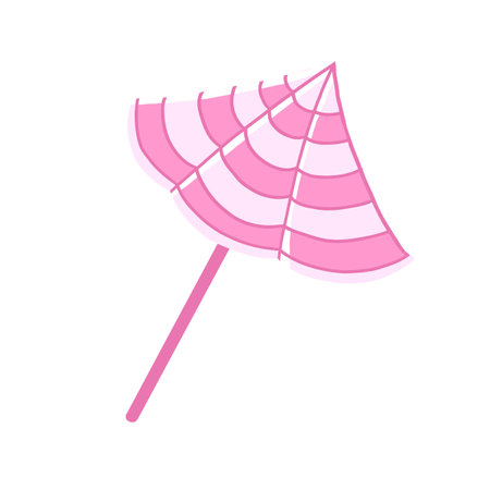Pink beach umbrella. Vector illustration in cartoon flat style isolated on white backgroundのイラスト素材