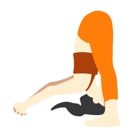 yoga pose. Asian female woman girl. Vector illustration in cartoon flat style isolated on white background.のイラスト素材
