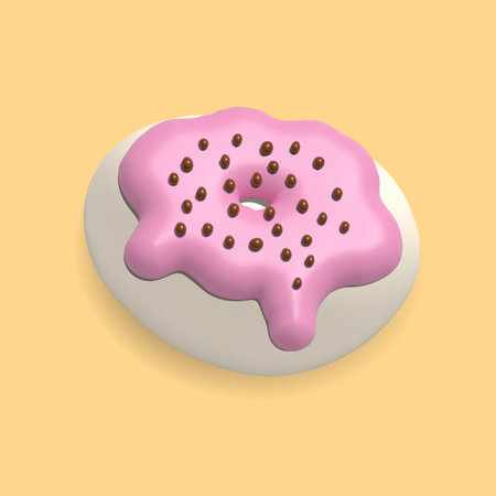 Glazed White Donut 3d rendered realistic design set of elements. Sweet food, donuts with sprinkles. 3d Render illustration isolated on white background with alpha channel.のイラスト素材