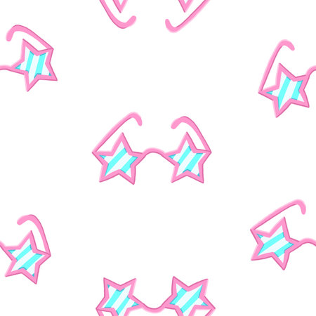 Star sunglasses seamless pattern. Vector illustration in cartoon flat style isolated on white background.のイラスト素材
