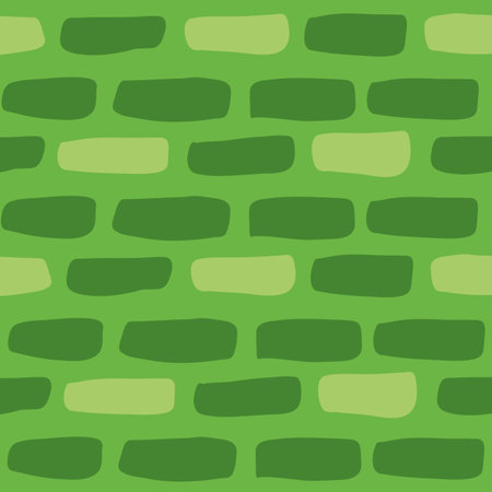 Colorful brick seamless pattern vector. Vector illustration in flat style on green background.のイラスト素材