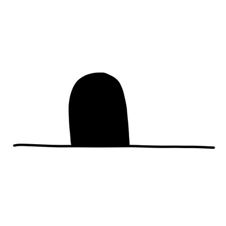 Wall with mouse hole in hand drawn outline doodle style. Vector illustration isolated on white background.のイラスト素材