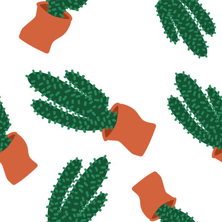Cacti pattern. Vector illustration in cartoon flat style isolated on white background.のイラスト素材