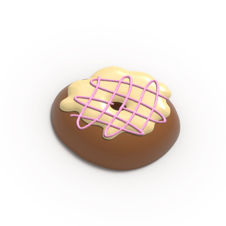 Glazed Chocolate Donut 3d realistic design set of elements. Sweet food, donuts with sprinkles. 3d illustration isolated on white background with alpha channel.の写真素材
