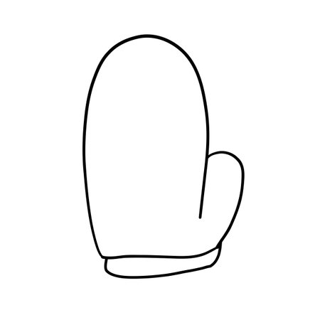 Warm winter glove. Christmas and New Year. Vector illustration in outline doodle style isolated on white background.のイラスト素材