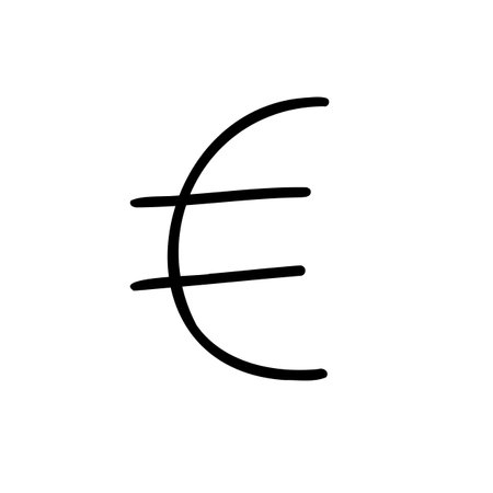 Scribble currency money finance sign icon Euro, Dollar, Yen, Pound. Vector illustration in hand made cartoon doodle style isolated on white background. For business, banks, decorating.のイラスト素材