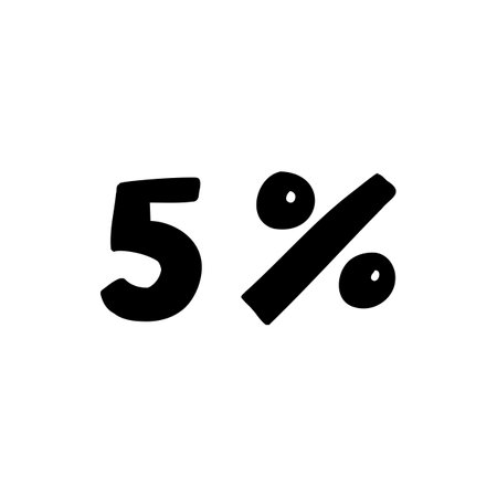 Hand made 20 percent off black ink discount logo special offer lettering. Vector design illustration in cartoon flat doodle style isolated on white background. For poster, discount, banner, menu.のイラスト素材
