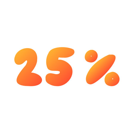 20 percent sale off orange discount logo special offer lettering. Vector design illustration in cartoon flat actual modern style isolated on white background. For coupon, banner, poster, website.のイラスト素材