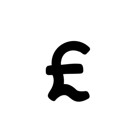 Scribble Pound Sterling GBR currency money finance sign icon. Vector illustration in hand drawn cartoon doodle style isolated on white background. For decorating, card, presentation.のイラスト素材