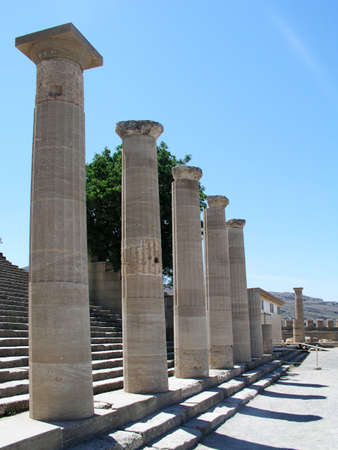 Greek columns Lindosの写真素材