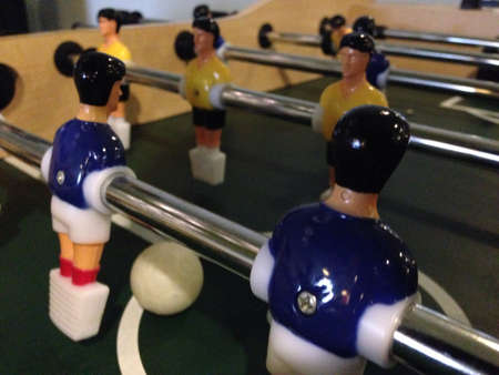Close up view of foosball table