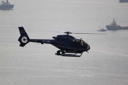 Zoom view of a helicopter flying