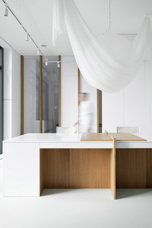 Light minimalist office Interior designの写真素材