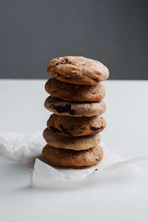 Close-up of homemade cookies on a dark backgroundの写真素材