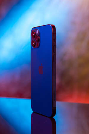 Technologies, mobile phone - iPhone pro in pacific blue color
