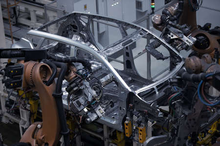 Factory, car manufacturing, innovative robotic welding lineの写真素材