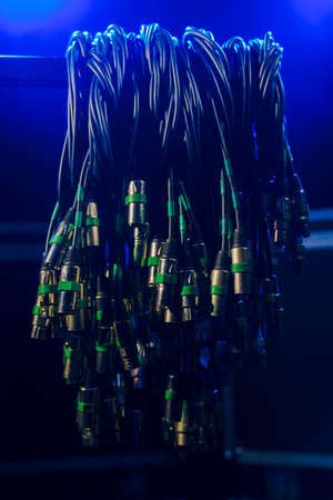 Close-up XLR cables for connecting concert equipmentの写真素材