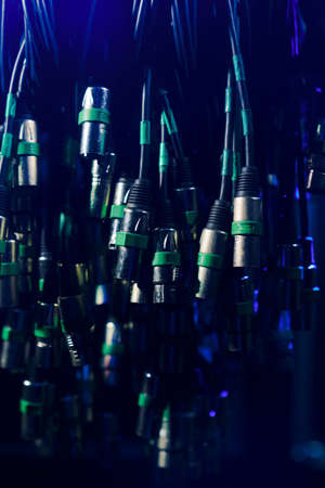 Close-up XLR cables for connecting concert equipmentの写真素材