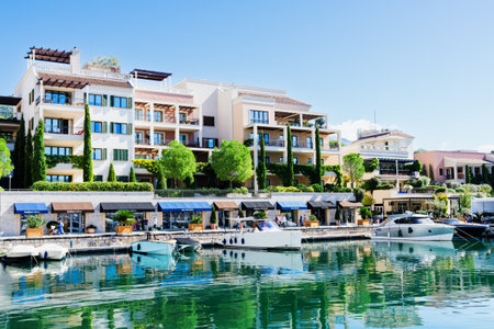 Tivat, Montenegro - February 15, 2023: Hotel buildings in Porto Montenegro. Balkan luxury holidaysのeditorial素材