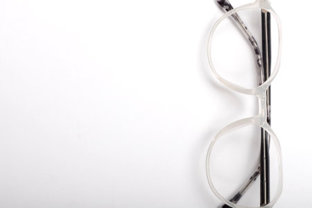 White eyeglass frames on white background. Isolatedの写真素材