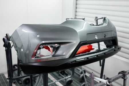 Painting chamber with parts from the car. Recovery of cars after accidents. professional approachの写真素材