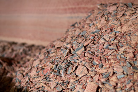 A mountain of extracted potash salt in the mineshaft. Fertilizer production.の写真素材