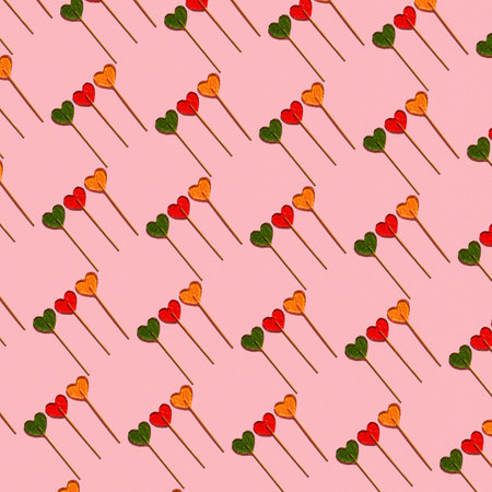 Valentine's day concept, seamless pattern of red candy hearts for print.の写真素材