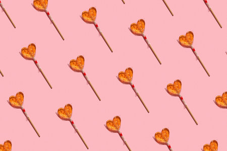 Holiday packaging concept, seamless pattern of yellow burnt sugar candies.の写真素材