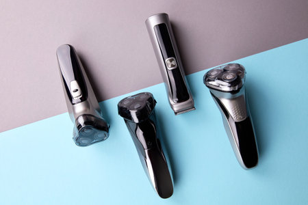 Set of trimmers and electric razors for barbers.