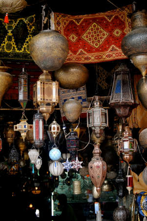 Arabic Moroccan Handmade Lanterns shop in Marrakeshのeditorial素材