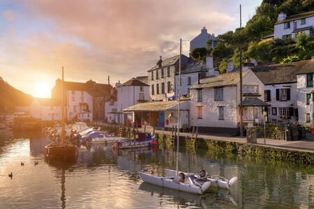 Sunrise at the cornish fishing village of Polperro, England 